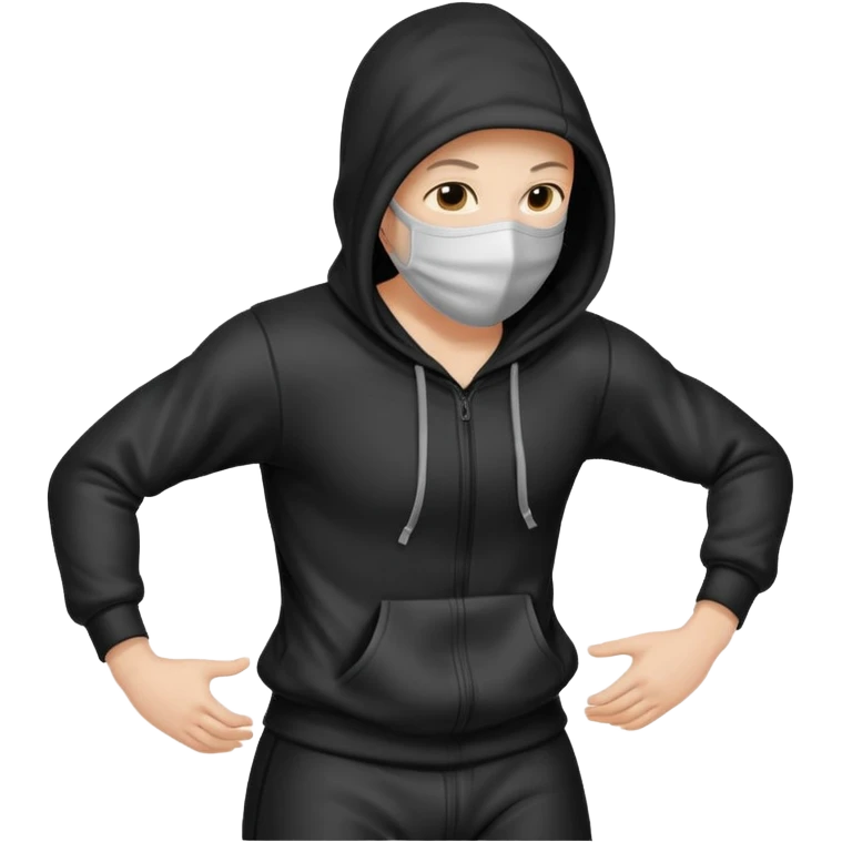postac w kapturze i masce rrusza tylkiem emoji