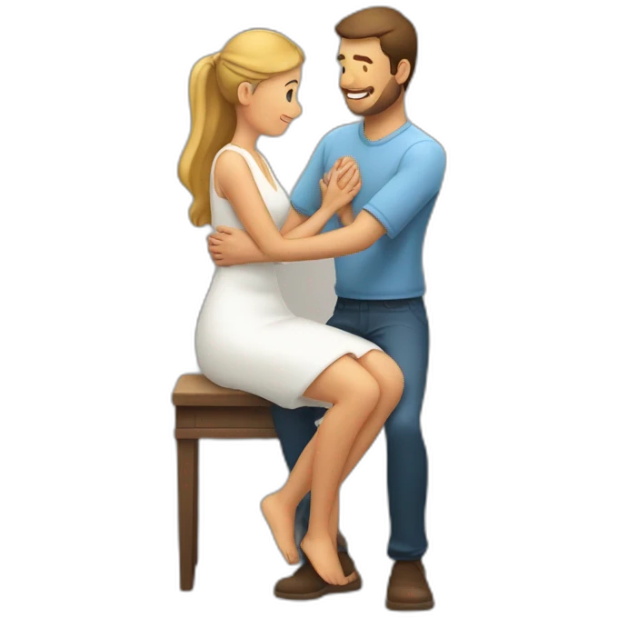 Man on knee patting woman’s head emoji