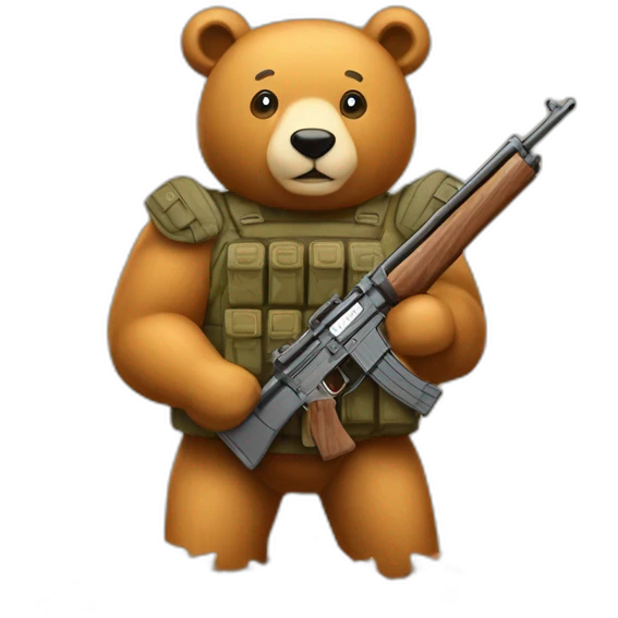 Poutine avec fusil sur un ours emoji