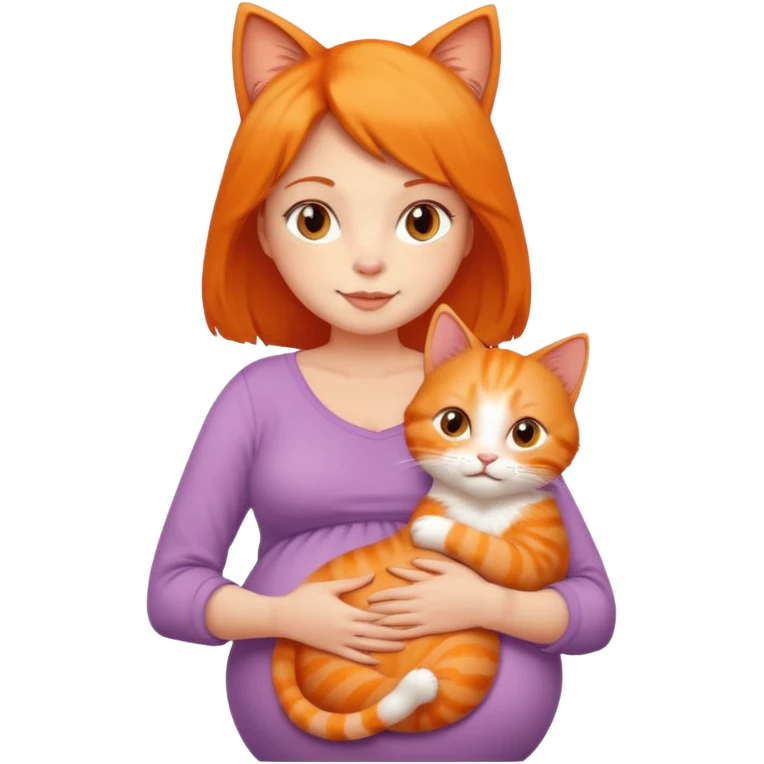 pregnant woman with orange cat emoji