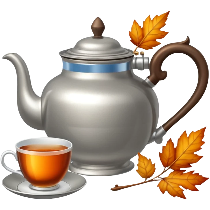 Silver samovar and autumn and a cup emoji