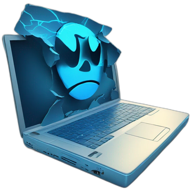 broken blue neon laptop emoji