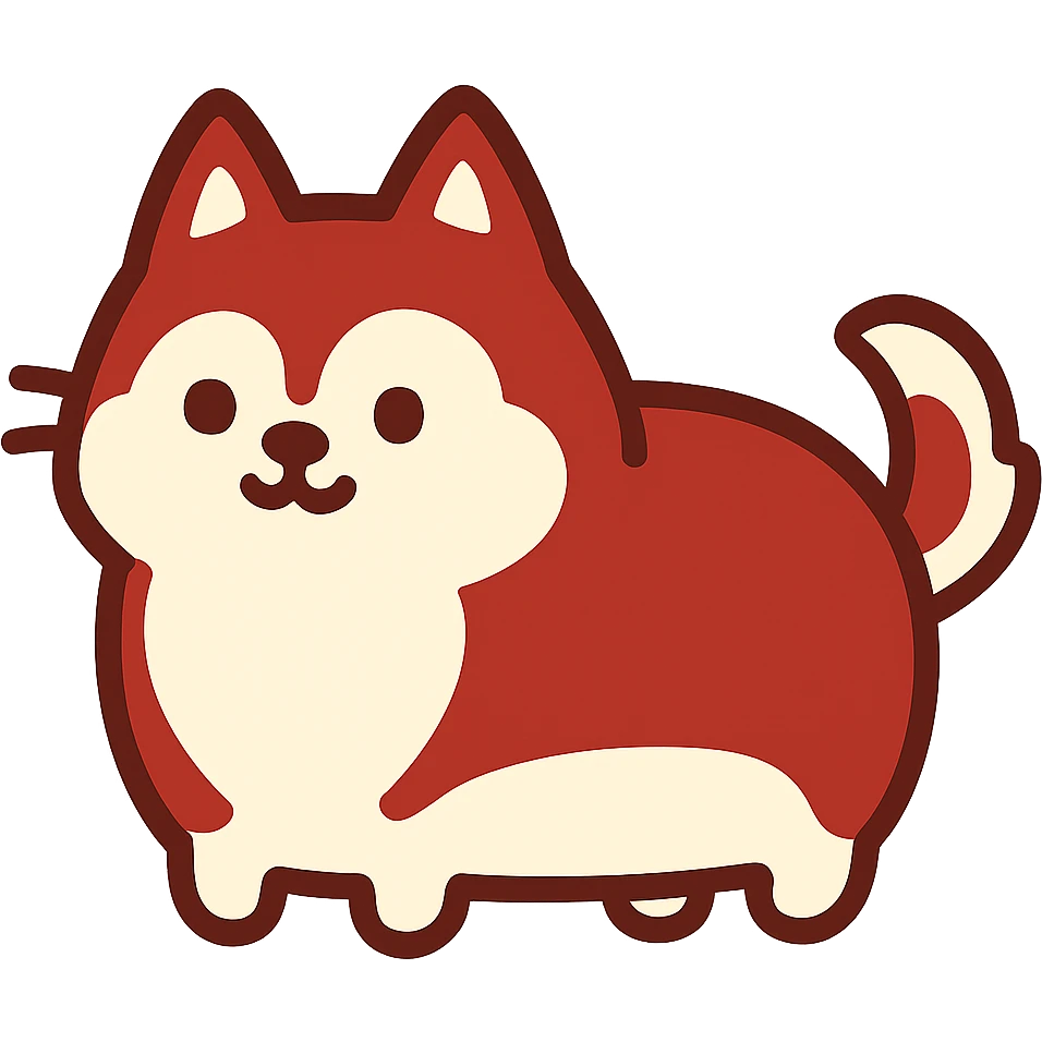 pusheen-style red siberian husky emoji