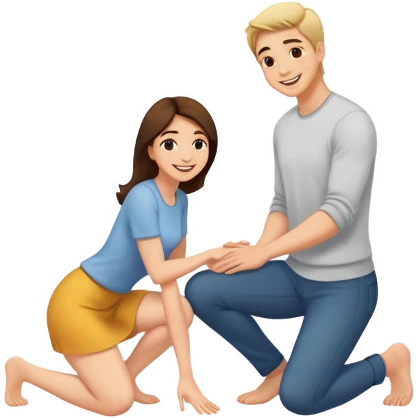 Woman kneeling at man’s feet emoji