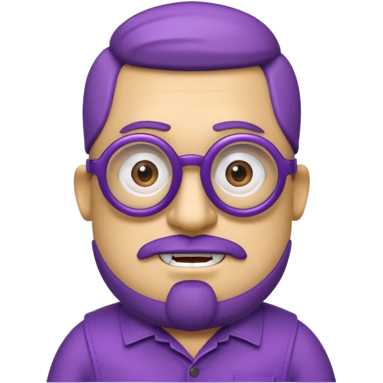un minions di colore viola con il pizzetto e gli occhiali da vista emoji