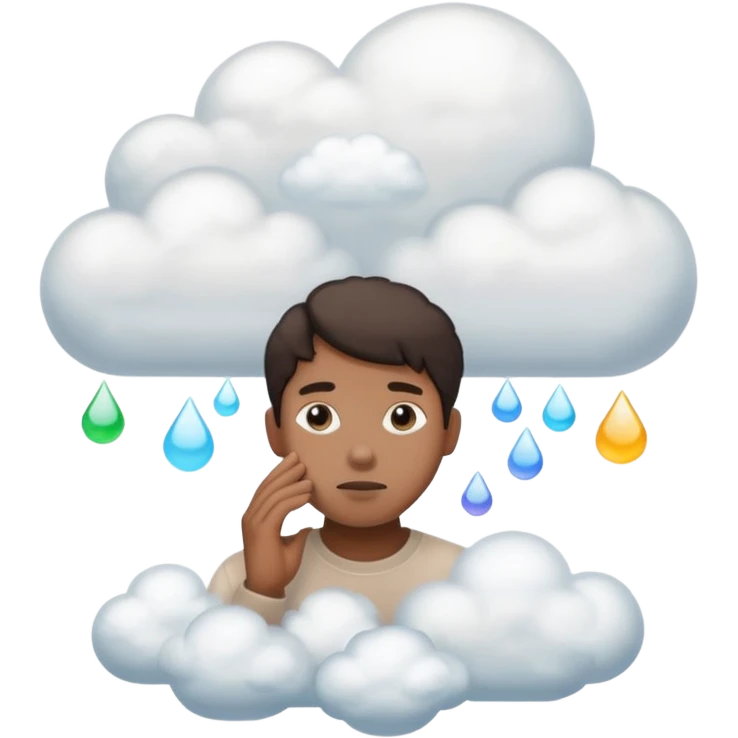 the items in the clound dont u underst<nd so it looks like hes thinking about that  emoji