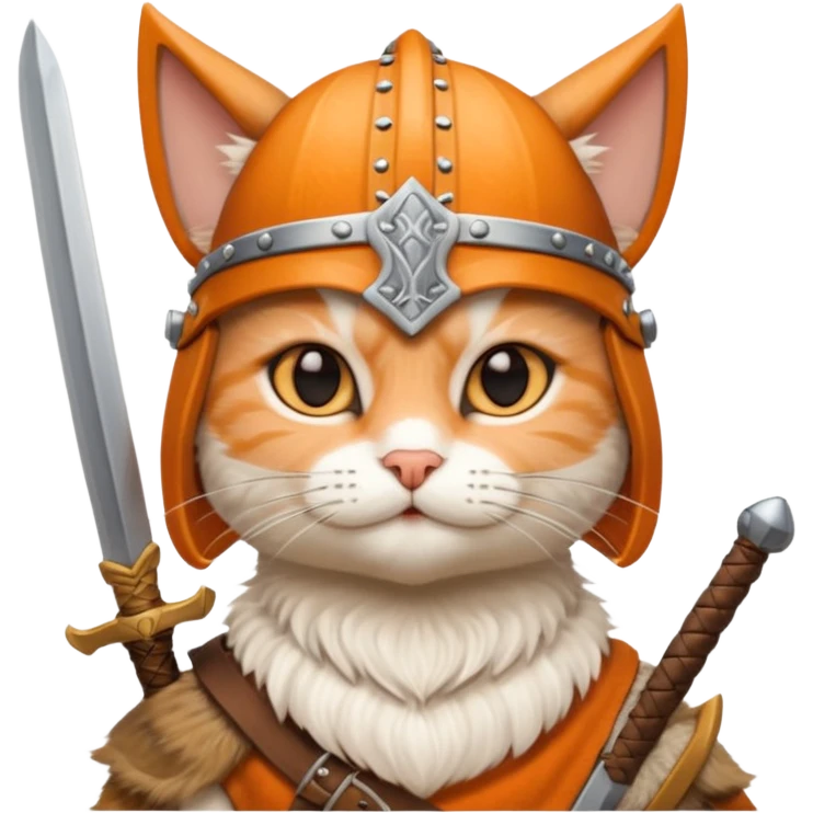 Viking Cat in viking hat holding tiny sword emoji
