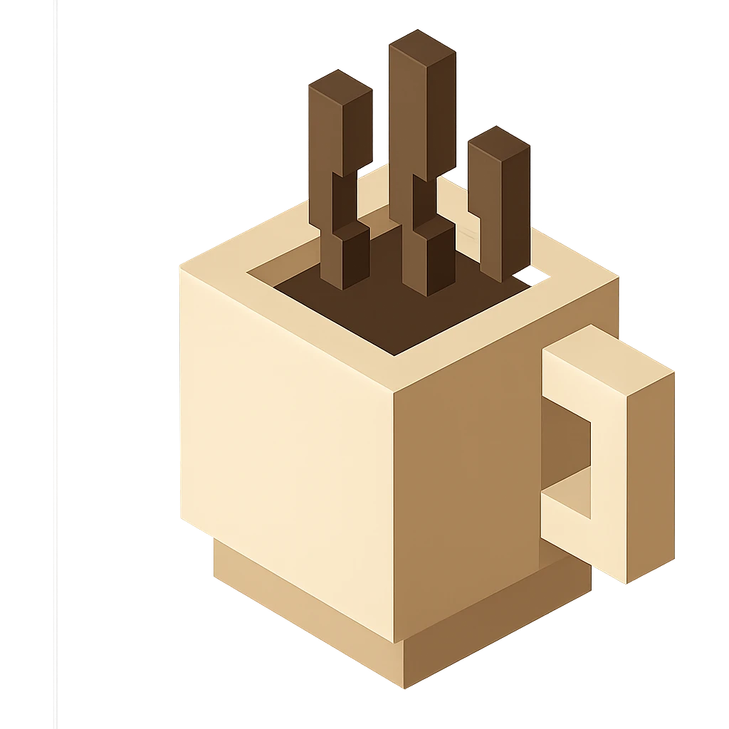 coffee cup, minimalist geometric style, 3D blocks icon emoji