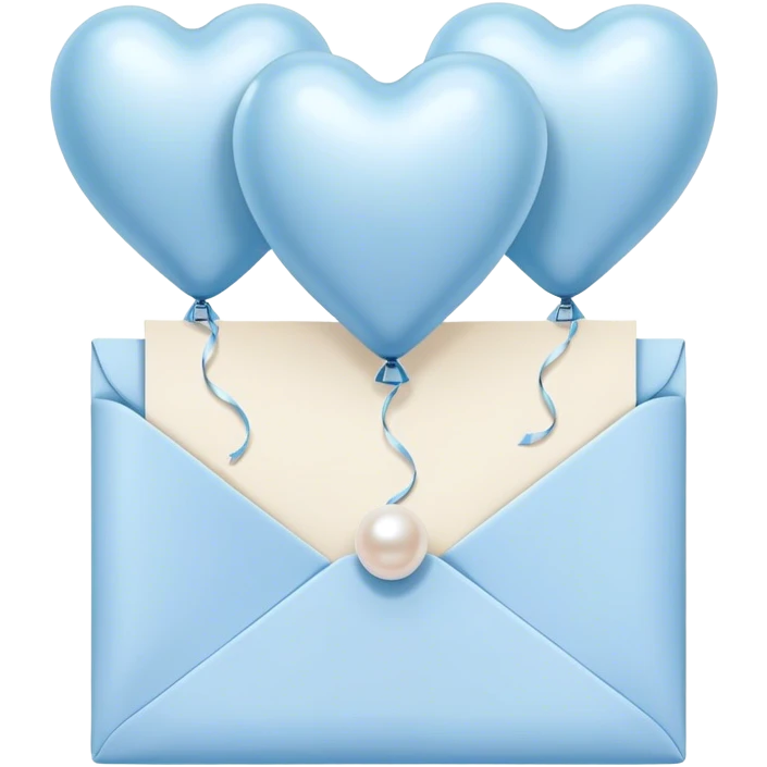 navy love letter in pastel blue and perl heart-shaped balloons emoji