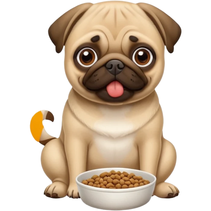 pug eating dog food emoji