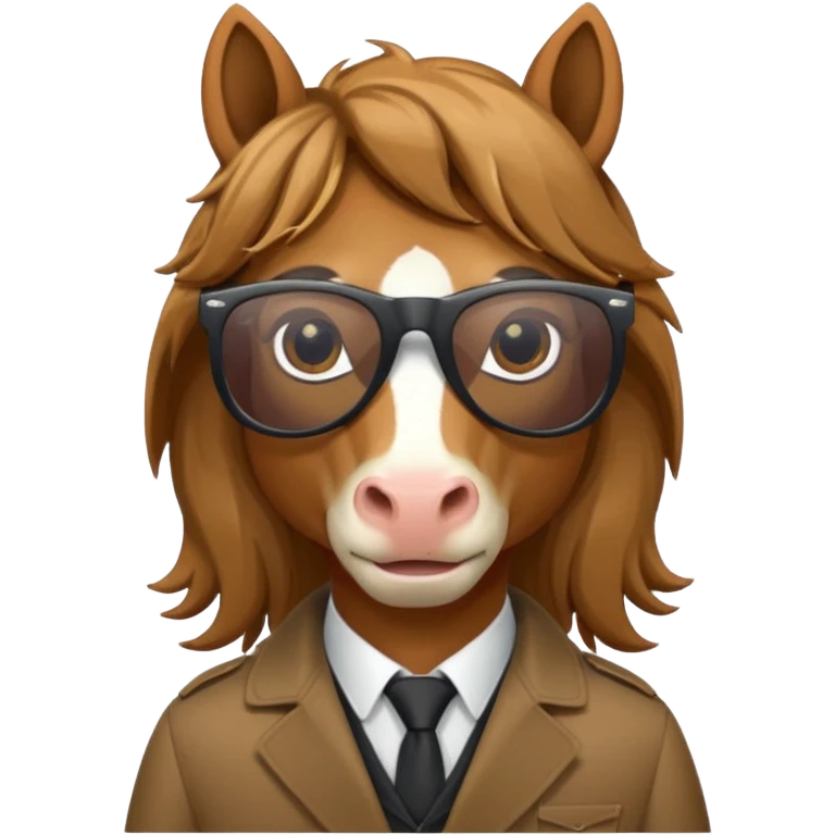 secret agent horse, wearing wayfarer sunglasses and looking cool emoji