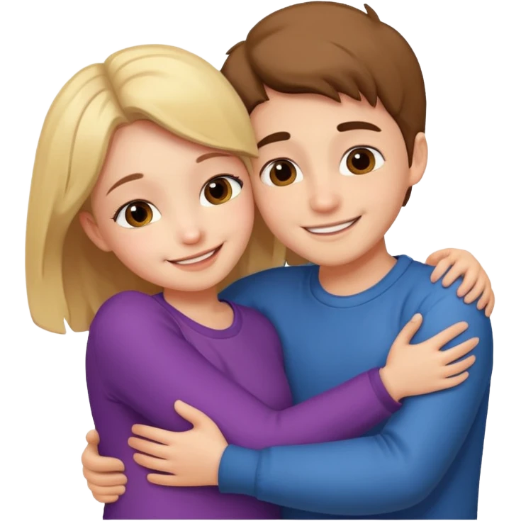 Boy and girl hugging each other in love emoji