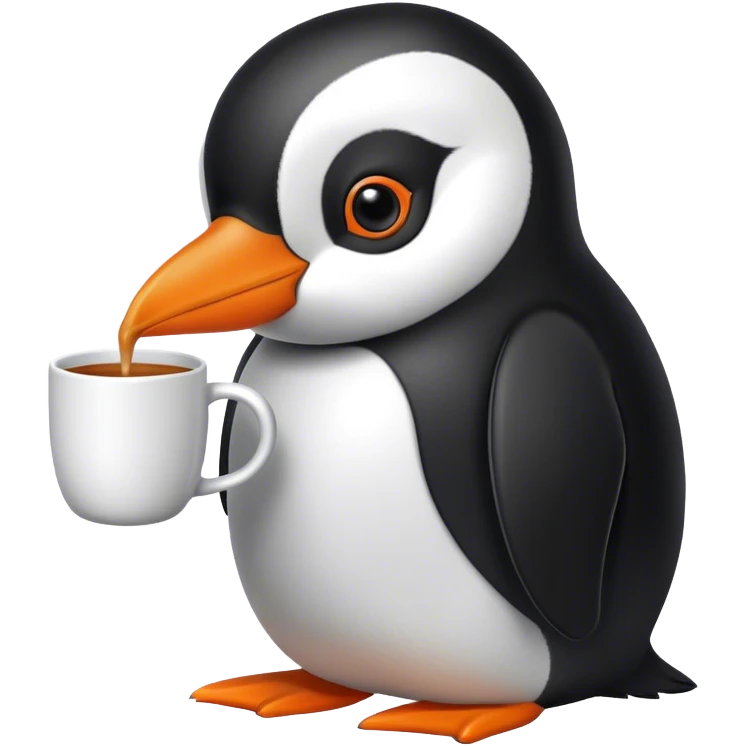 Penguin drinking chai emoji