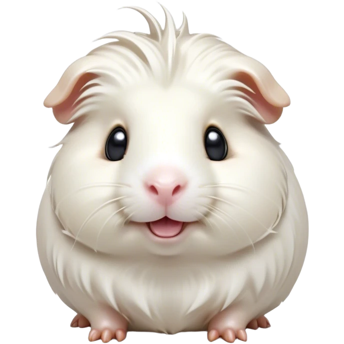 Cinematic Comical White Guinea Pig Portrait Emoji, Head tilted dramatically with an exaggeratedly amused expression, featuring a glossy, pristine white coat with an adorably scrunched face, wide, expressive dark eyes filled with playful disbelief, Simplified yet hilariously expressive features, highly detailed, glowing with a slightly sassy glow, high shine, dramatic yet playful, stylized with an air of cheeky mischief, bright and endearing, soft glowing outline, capturing the essence of a spirited and over-the-top guinea pig, so meme-worthy it feels like it could side-eye its way into internet fame instantly! emoji