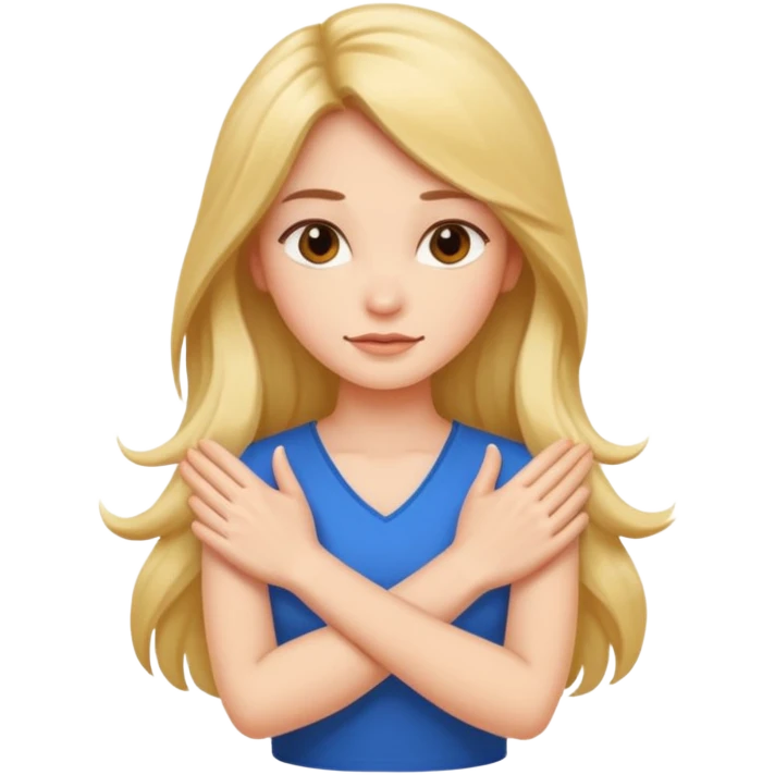Woman Gesturing N, A woman with arms crossed forming an 'X' emoji