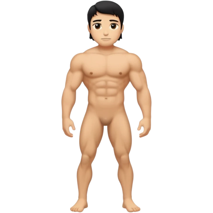 Fat naked tan man full body emoji with black hair emoji