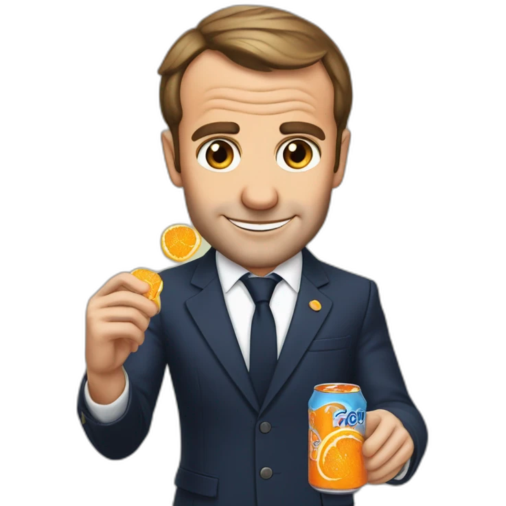 Macron qui boit un Fanta emoji