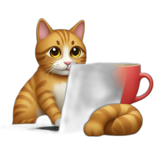 cat's laptop and coffee emoji