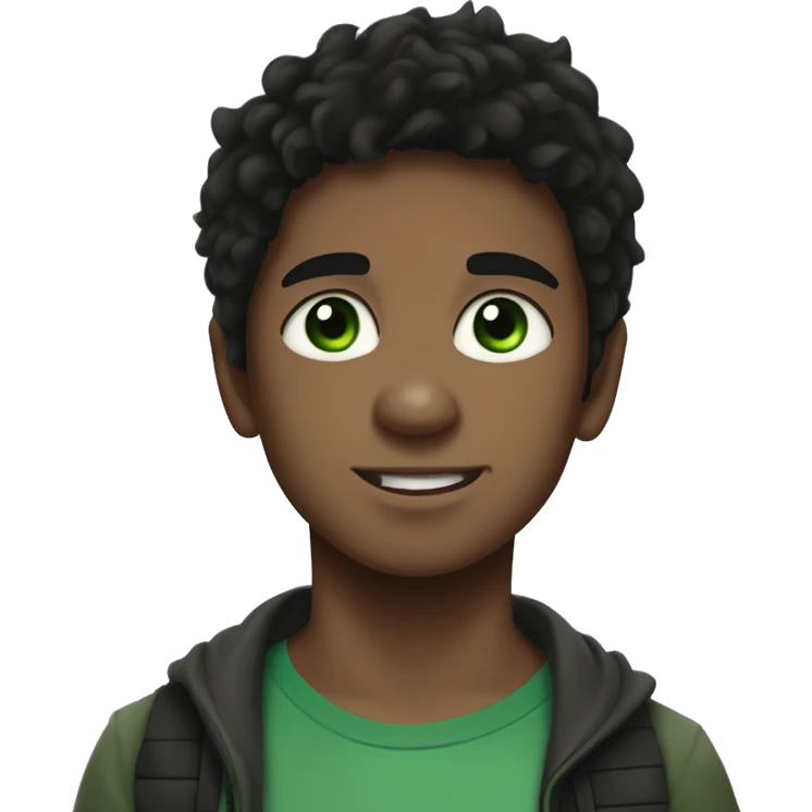 Percy Jackson in the Lightning Theif who is a boy with green and blue eyes, ADHD, black hair emoji