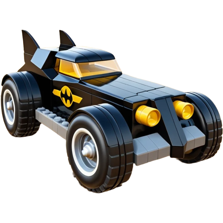  the animated series aerodynamic Lego futuristic Batmobile loosely based on 1936 school bus (flat long straight faceted mechanical body) stealthy town hot rod desert dirt racing rwd buggy  emoji