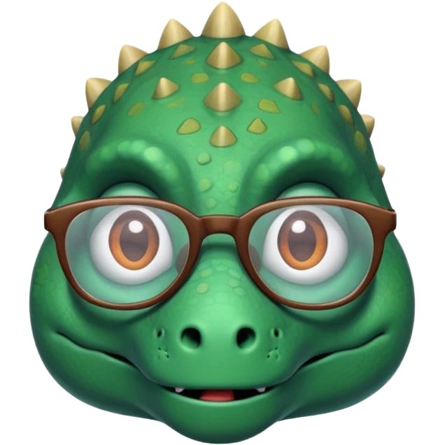 Dinosaur with glasses looking sad emoji