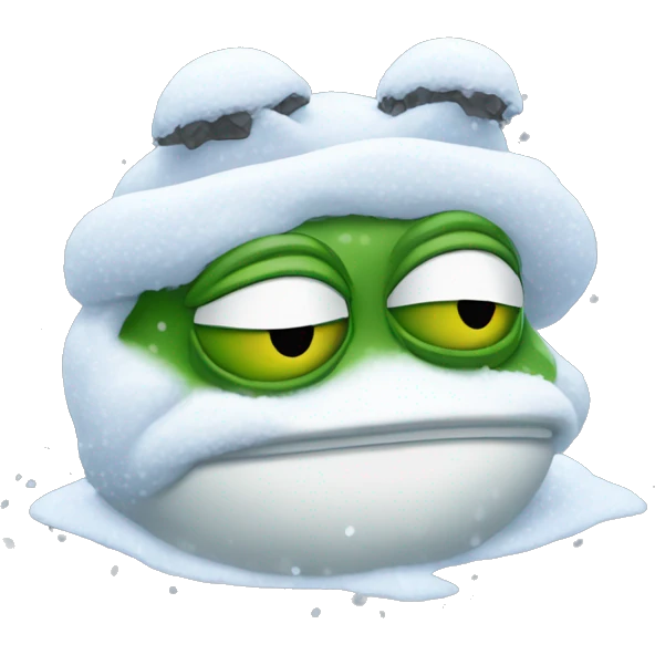 pepe the frog covered in snow emoji
