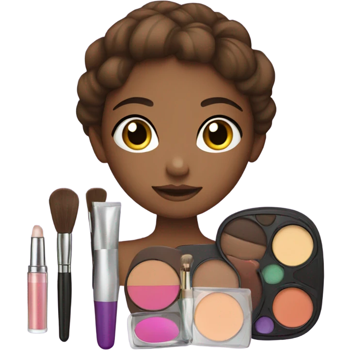 Makeup kit and Brown hair girl emoji