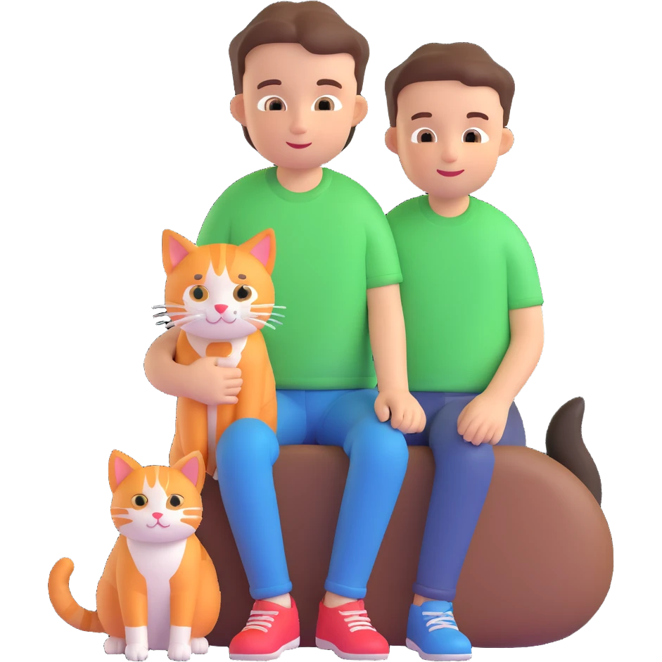boy and cat pet emoji
