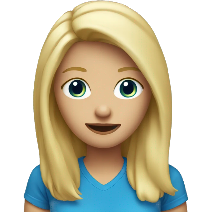 blonde girl wearing blue t-shirt emoji