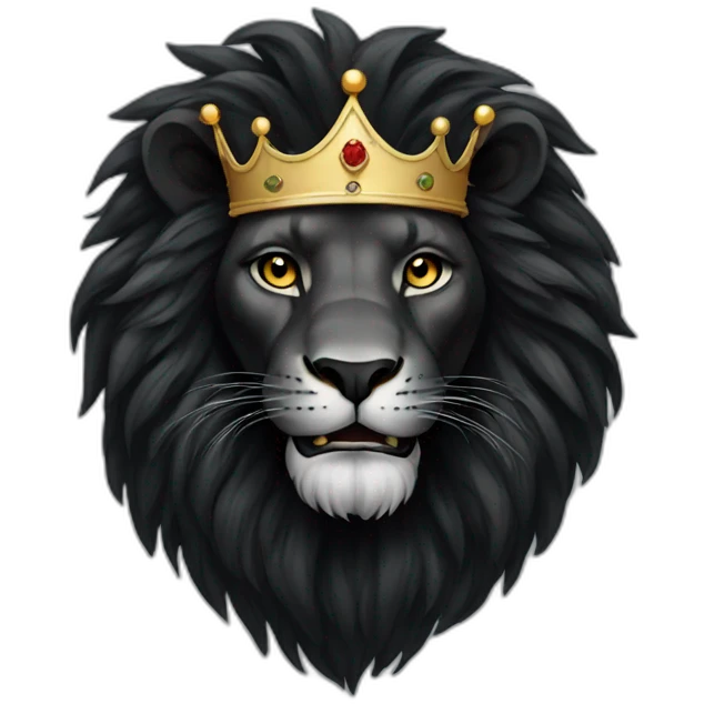 black Lion with crown emoji