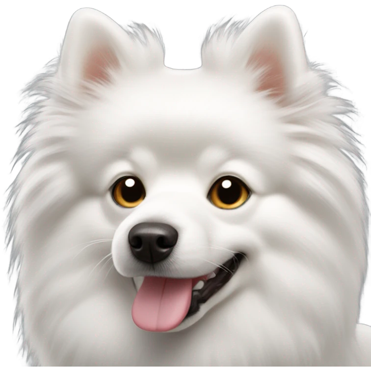 white and fluffy german spitz dog emoji