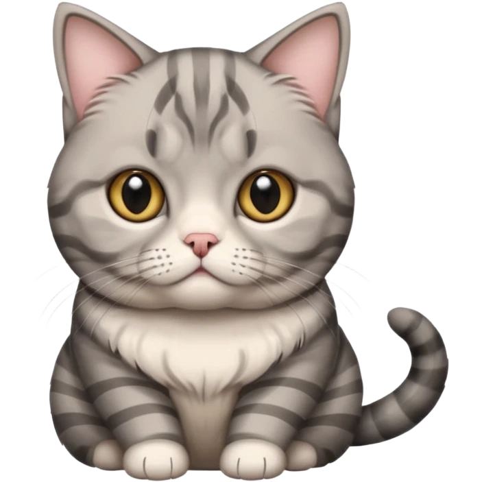 A grey striped Scotch fold with folded ears, a cute cat emoji