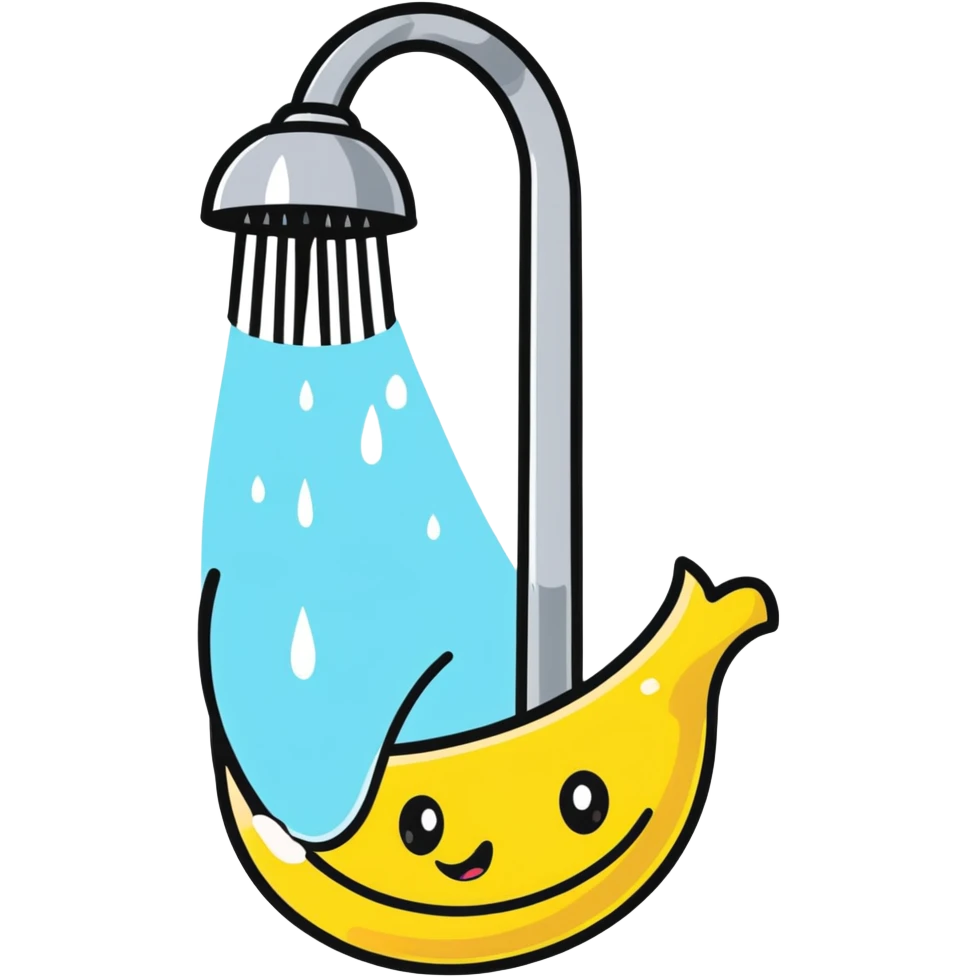 onion character taking a shower, water pouring from showerhead emoji