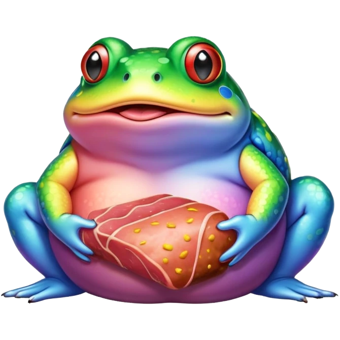 fat round rainbow toad with spam meat emoji