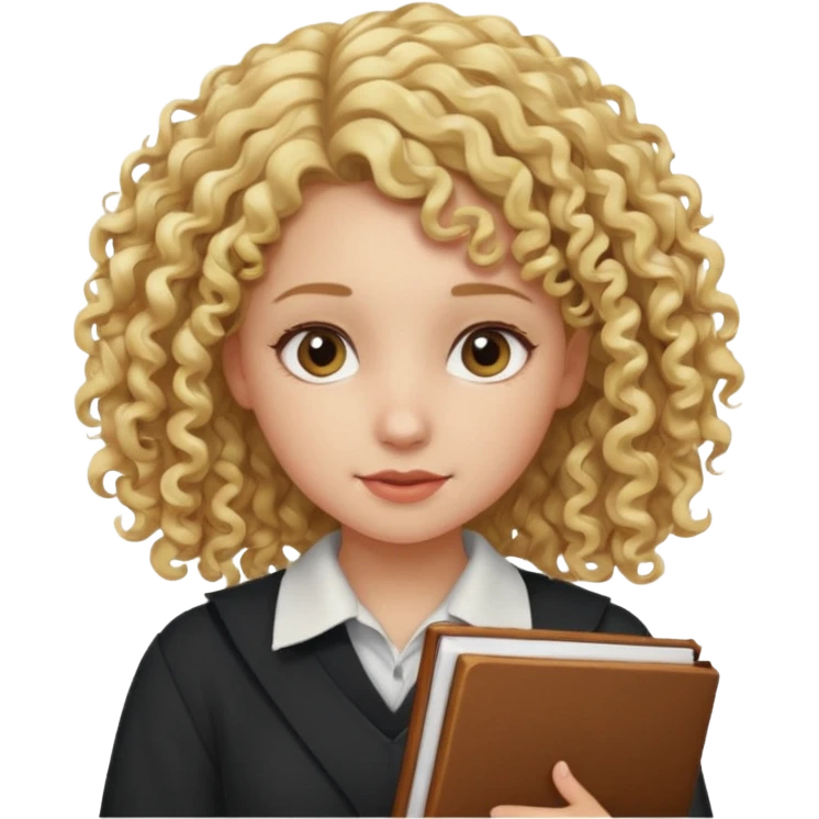 girl student , curly blone hair, half body emoji