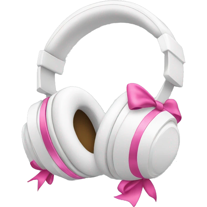 White headphones with pink bow emoji