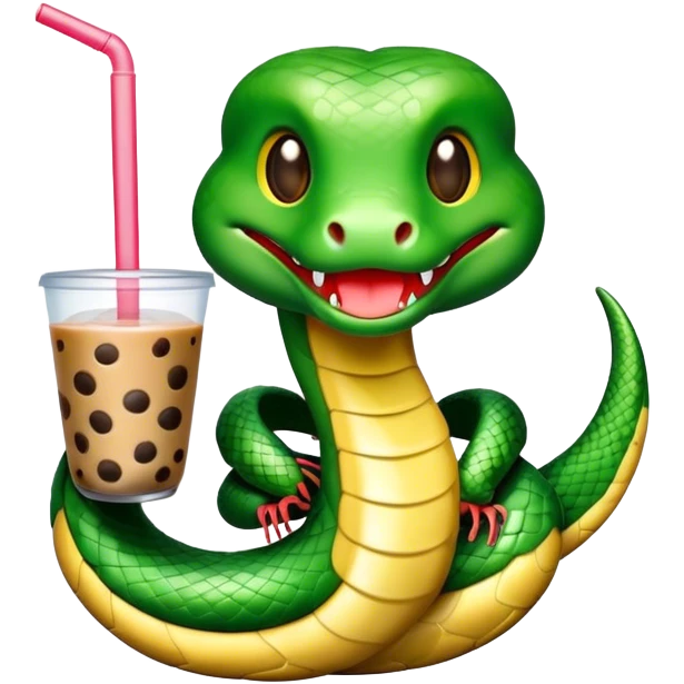 Snake holding boba emoji
