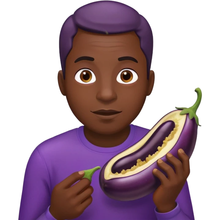 Black guy eating eggplant emoji