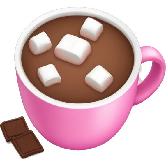 hot cocoa with marshmallows in a pink cup  emoji