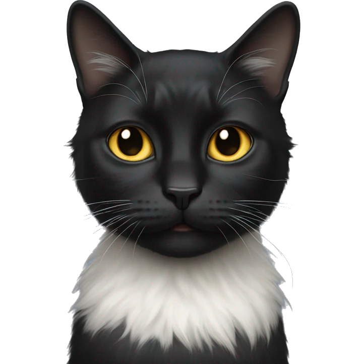 black cat long-hair with half white head emoji