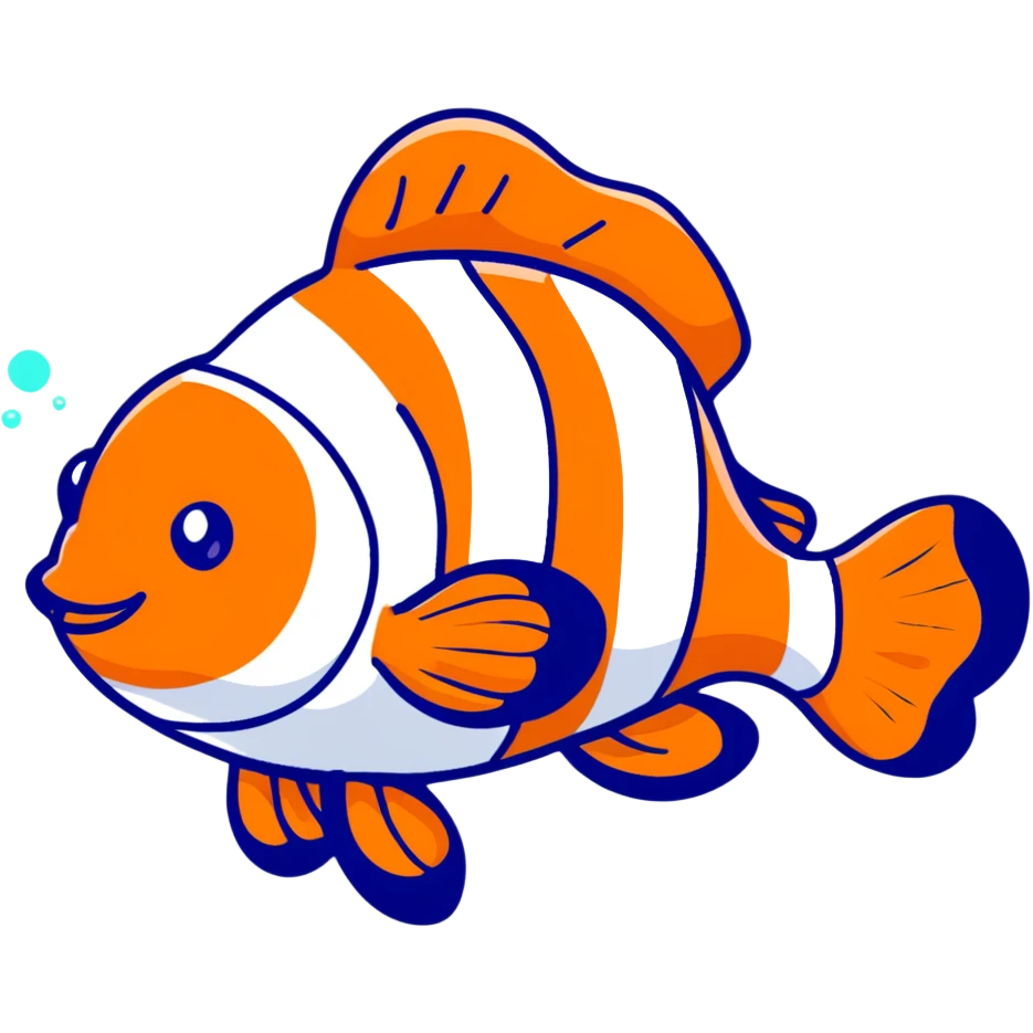 happy clownfish with bubbles emoji