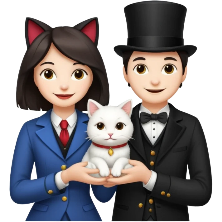 magician couple and their pet cat emoji