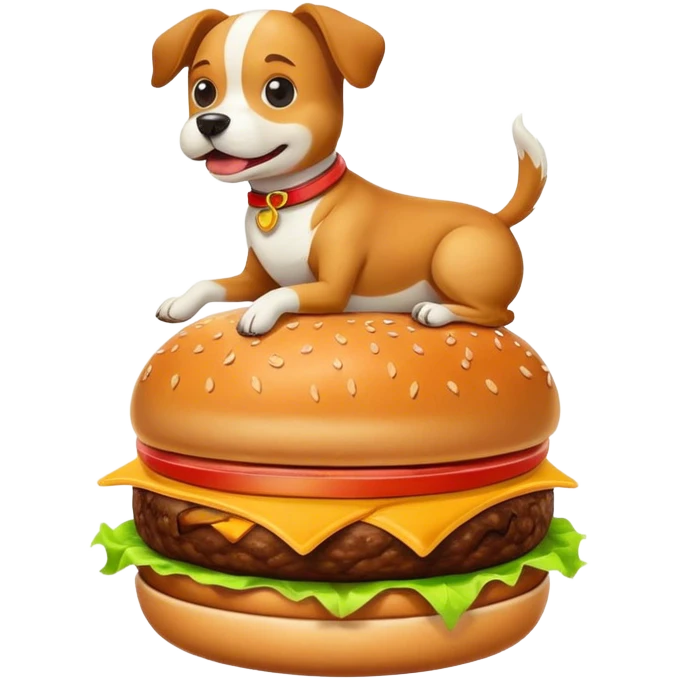 Dog riding a burgur emoji
