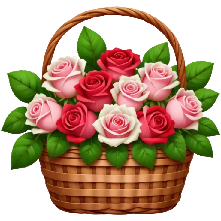 a basket of roses, dreamy lighting, soft painterly textures, whimsical and nostalgic, oil painting style emoji