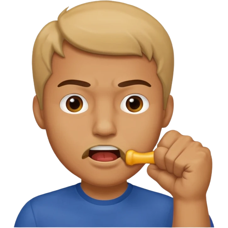 Man putting his fist in his mouth emoji