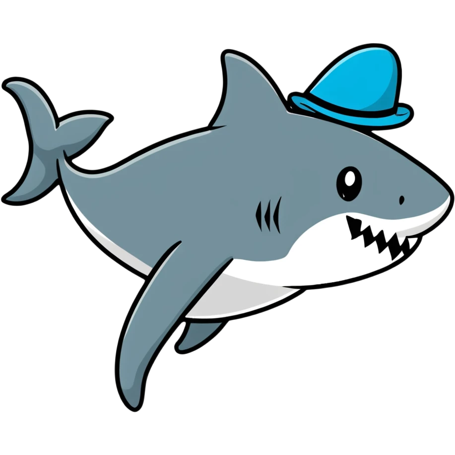 Shark with a top hat emoji