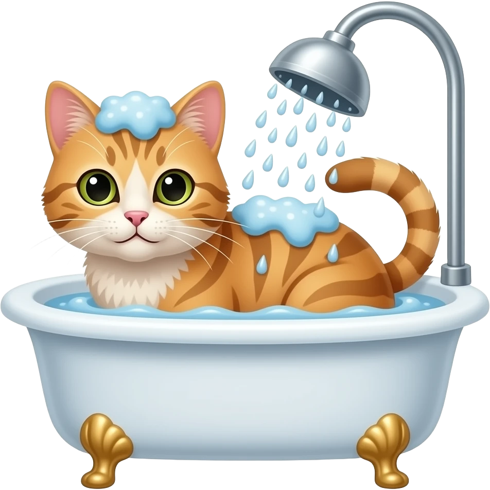 Cat shower in bathtub emoji