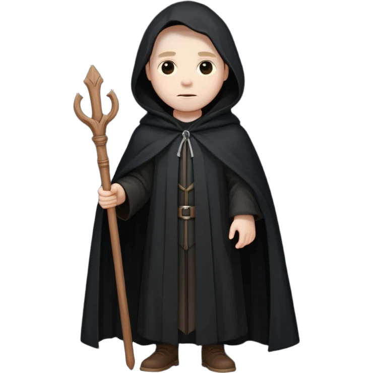 A wandering philosopher in a long black cloak with a staff emoji
