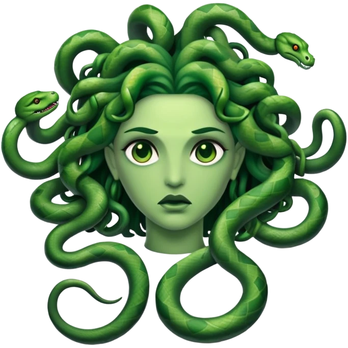 medusa turning herself to stone by her snakes looking at her  emoji