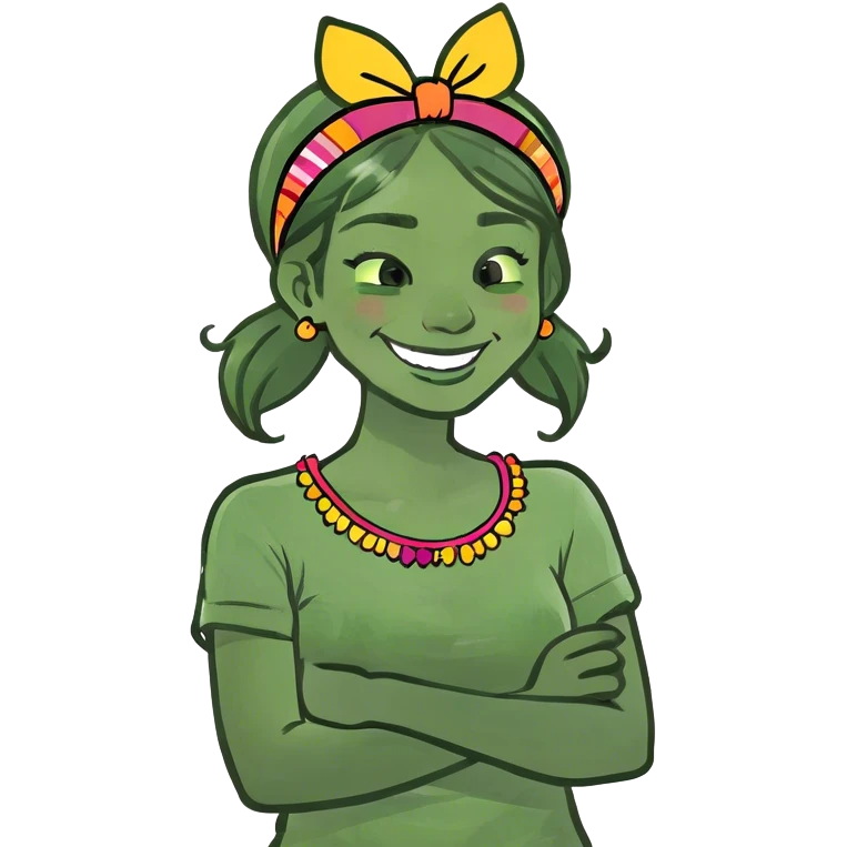 arms crossed holding neck laughing girl emoji
